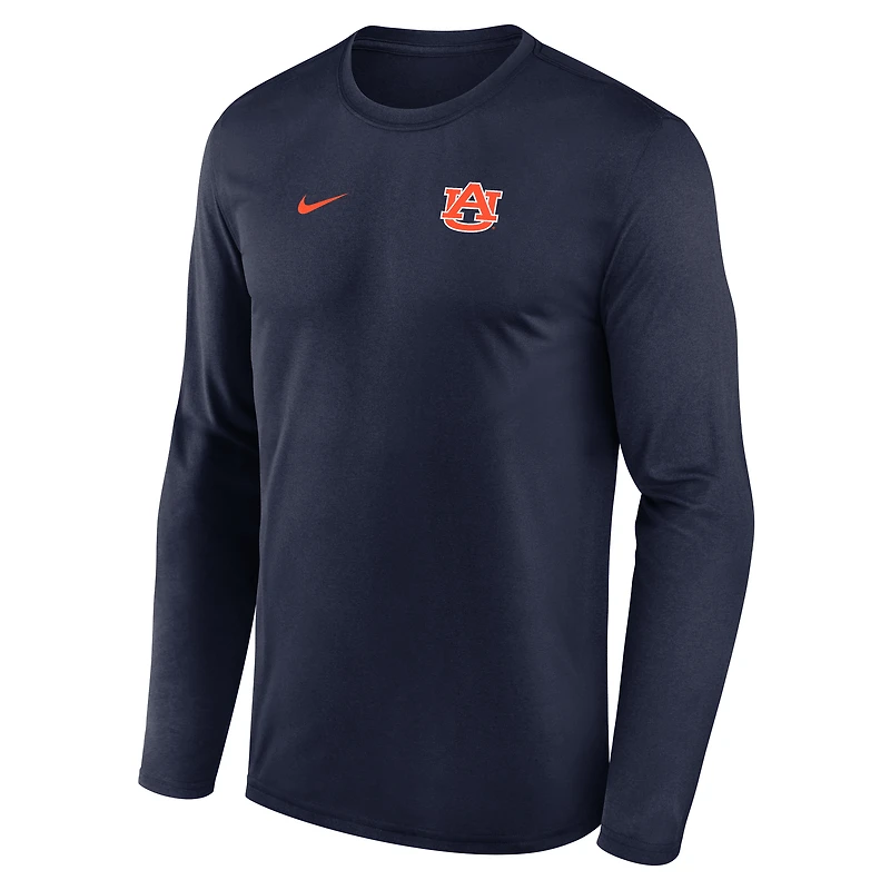 Men's Nike Navy Auburn Tigers 2026 Sideline Small Logo Legend Dri-FIT Long Sleeve T-Shirt