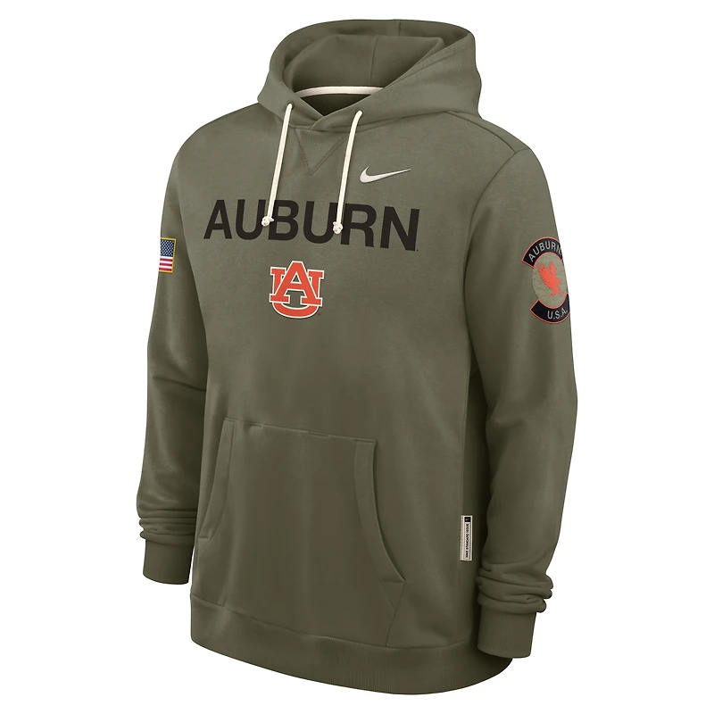 Men's Nike Olive Auburn Tigers 2025 Military Appreciation Standard Issue Dri-FIT Hoodie