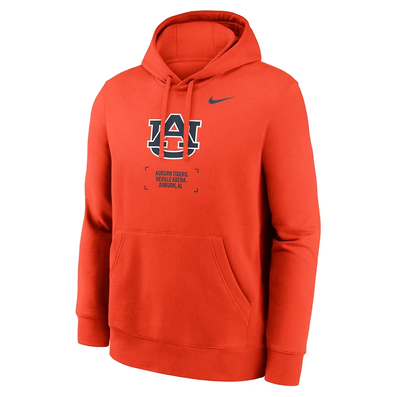 Men's Nike Orange Auburn Tigers Basketball Two-Hit Club Fleece Pullover Hoodie