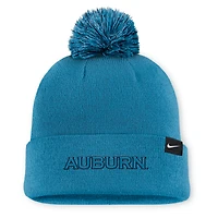 Men's Nike Turquoise Auburn Tigers Primetime Peak Campus Cuffed Knit Hat with Pom