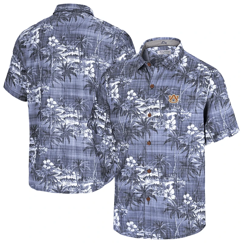 Men's Tommy Bahama Navy Auburn Tigers Coconut Point Palmetta IslandZone Camp Button-Up Shirt