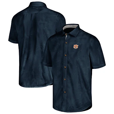 Chemise boutonnée Tommy Bahama bleu marine Auburn Tigers Sport Coconut Point Palm Vista IslandZone pour homme