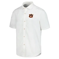 Men's Tommy Bahama White Auburn Tigers Coconut Point Palm Vista IslandZone Camp Button-Up Shirt