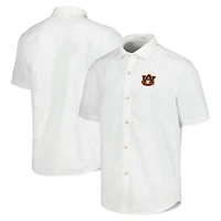 Chemise boutonnée Tommy Bahama White Auburn Tigers Coconut Point Palm Vista IslandZone Camp pour hommes