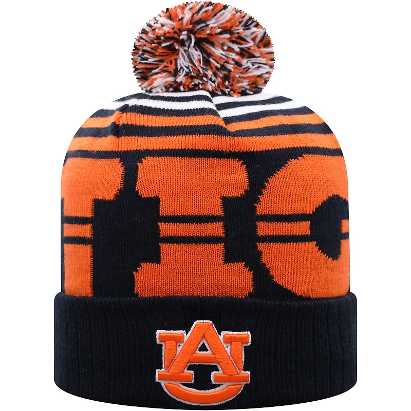 Top of the World Navy/Orange Auburn Tigers Colossal Cuffed Knit Hat avec pompon pour hommes