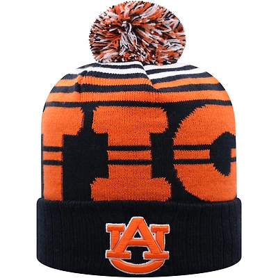 Top of the World Navy/Orange Auburn Tigers Colossal Cuffed Knit Hat avec pompon pour hommes