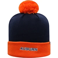 Bonnet pour homme Top of the World Marine/Orange Auburn Tigers Core 2 tons à revers avec pompon