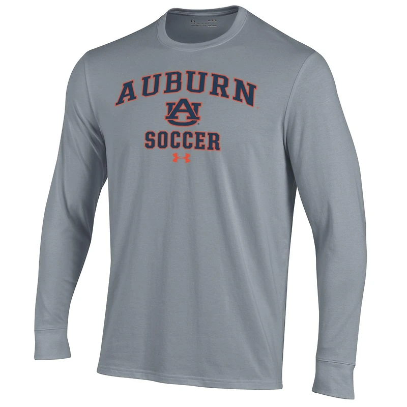 T-shirt de football Under Armour à manches longues et col rond gris Auburn Tigers pour homme