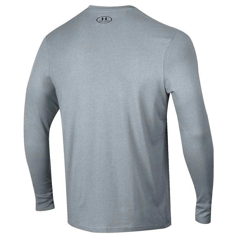 T-shirt de football Under Armour à manches longues et col rond gris Auburn Tigers pour homme