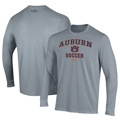T-shirt de football Under Armour à manches longues et col rond gris Auburn Tigers pour homme