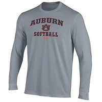 T-shirt de softball Under Armour gris Auburn Tigers Performance à manches longues pour homme