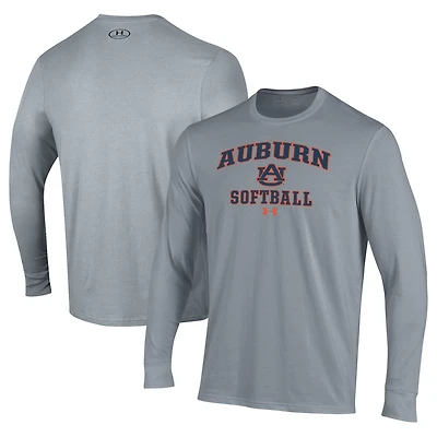 T-shirt de softball Under Armour gris Auburn Tigers Performance à manches longues pour homme
