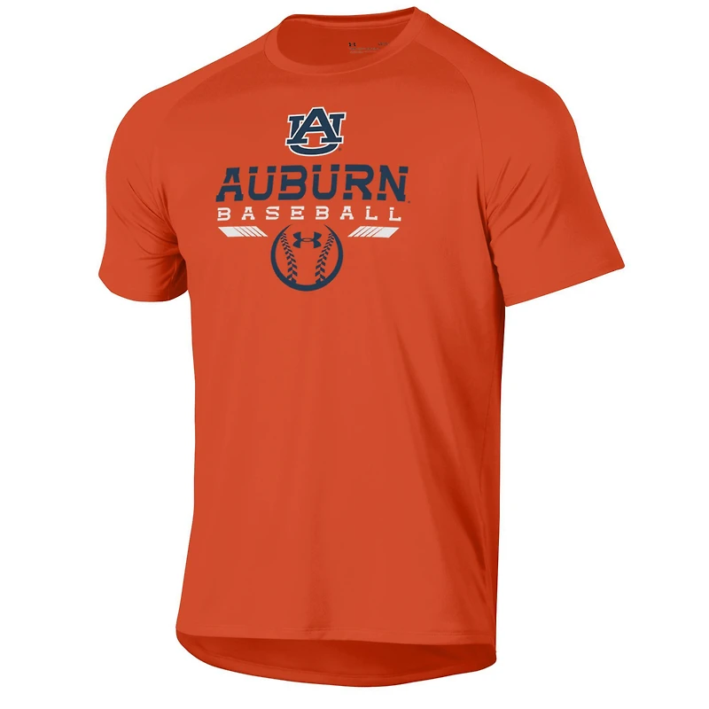 T-shirt de performance raglan Under Armour orange Auburn Tigers Baseball Icon pour homme