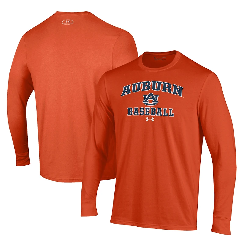 T-shirt de baseball à manches longues Under Armour Orange Auburn Tigers pour homme