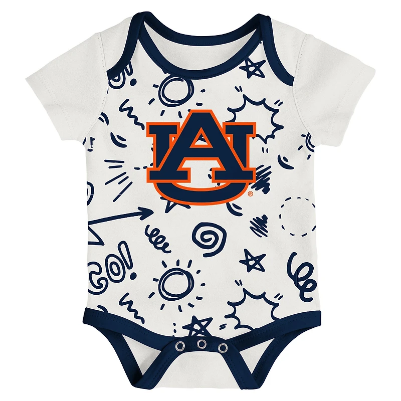 Newborn & Infant Outerstuff Auburn Tigers Three-Pack All Day Play Bodysuit Set