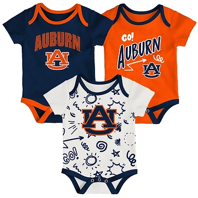 Newborn & Infant Outerstuff Auburn Tigers Three-Pack All Day Play Bodysuit Set