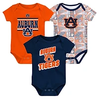 Ensemble de 3 bodies pour nouveau-né bleu marine Auburn Tigers Sunday Comics
