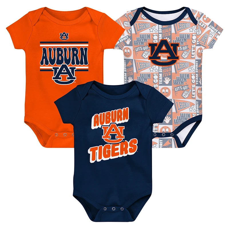 Ensemble de 3 bodies pour nouveau-né bleu marine Auburn Tigers Sunday Comics
