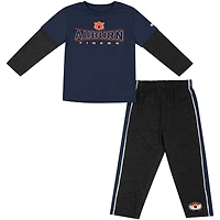 Ensemble t-shirt et pantalon à manches longues Colosseum bleu marine/noir Auburn Tigers pour tout-petit