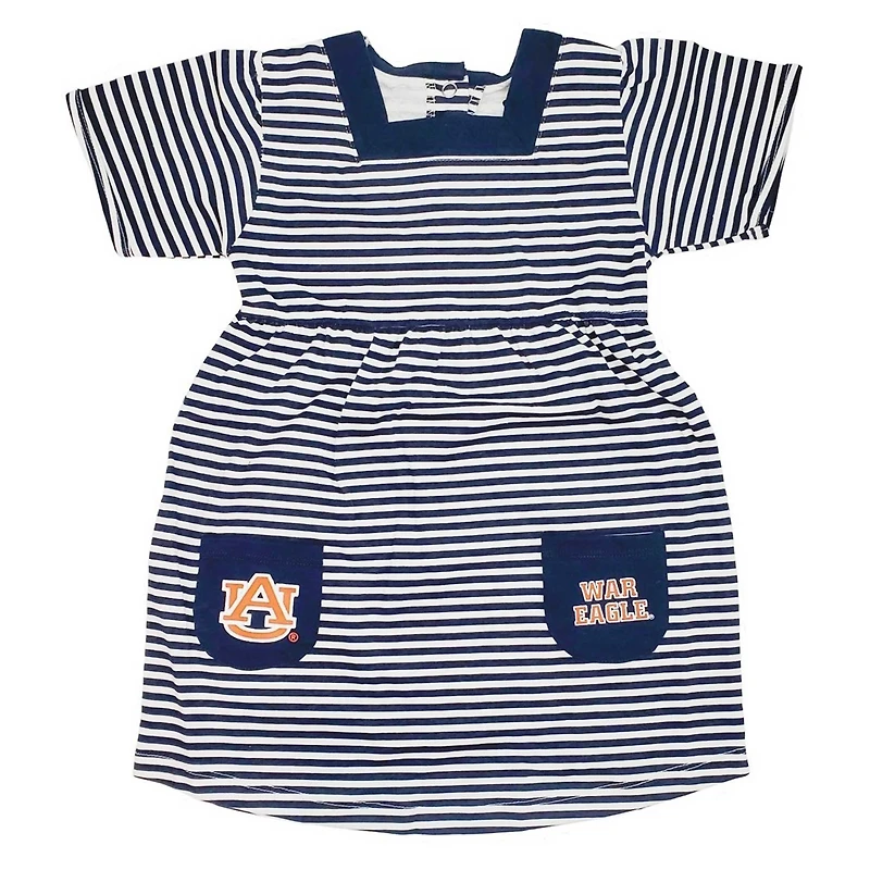 Toddler Little King  Navy Auburn Tigers Striped Dress with Pockets