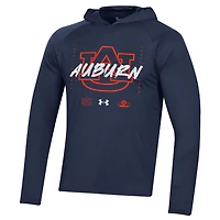 Under Armour Auburn Tigers 2023 On Court Bench Shooting T-shirt à capuche manches longues, bleu marine