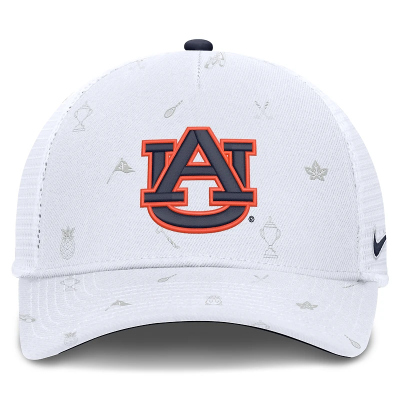 Casquette unisexe Nike blanche Auburn Tigers Country Club Golfin' Rise Trucker ajustable