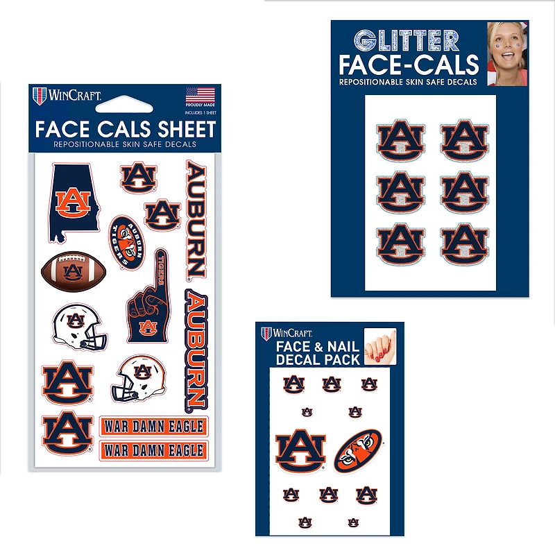 Ensemble de tatouages sans eau WinCraft Auburn Tigers 4" x 7"