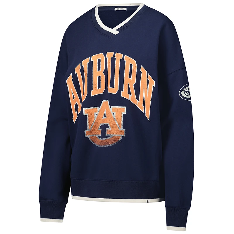 Sweat-shirt à col en V pour femme '47 Navy Auburn Tigers Clubhouse Daze Eighties