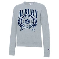 Women's Champion  Heather Gray Auburn Tigers Academic Crest Powerblend Crewneck Sweatshirt