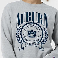 Women's Champion  Heather Gray Auburn Tigers Academic Crest Powerblend Crewneck Sweatshirt