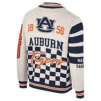 Women's Colosseum Cream Auburn Tigers Jacquard Full-Zip Sweater