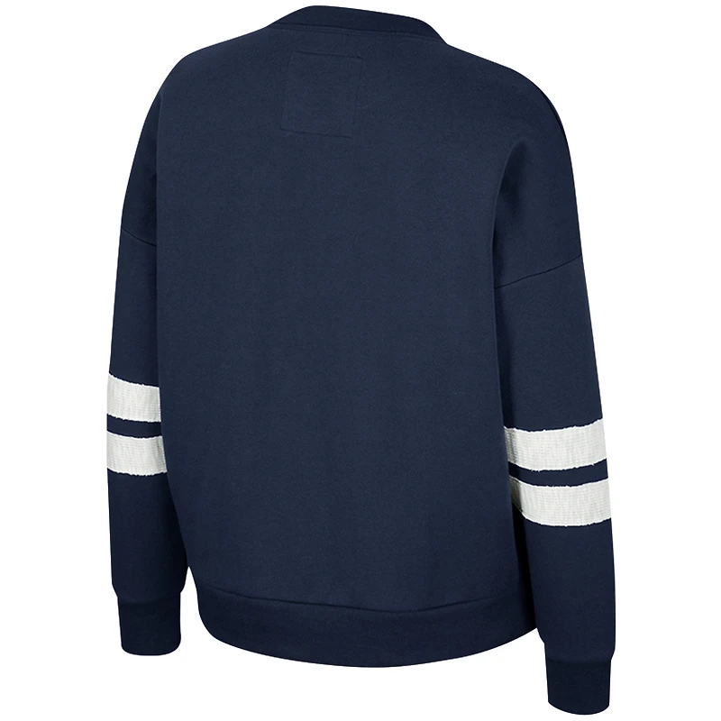 Women's Colosseum Navy Auburn Tigers Perfect Date Notch Neck Pullover Sweatshirt