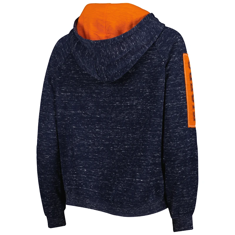 Women's Colosseum Navy Auburn Tigers The Devil Speckle Lace-Placket Raglan Pullover Hoodie
