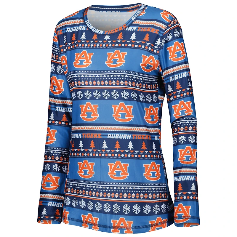 Women's Concepts Sport Navy Auburn Tigers Holiday Long Sleeve Top and Pants Sleep Set
