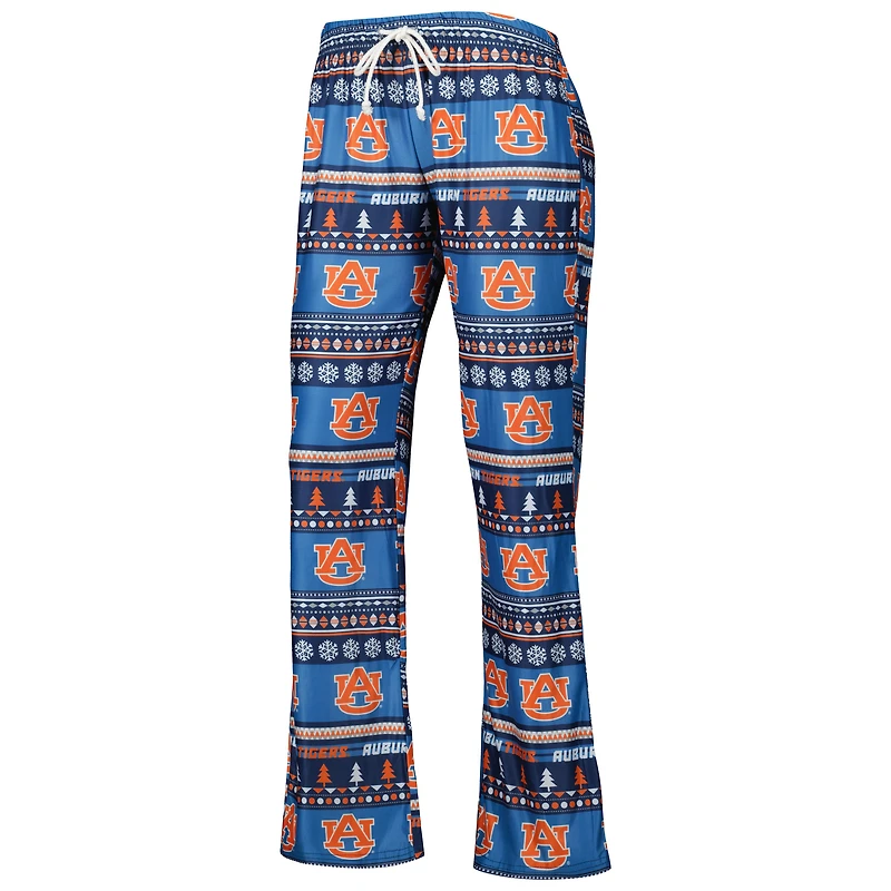 Women's Concepts Sport Navy Auburn Tigers Holiday Long Sleeve Top and Pants Sleep Set