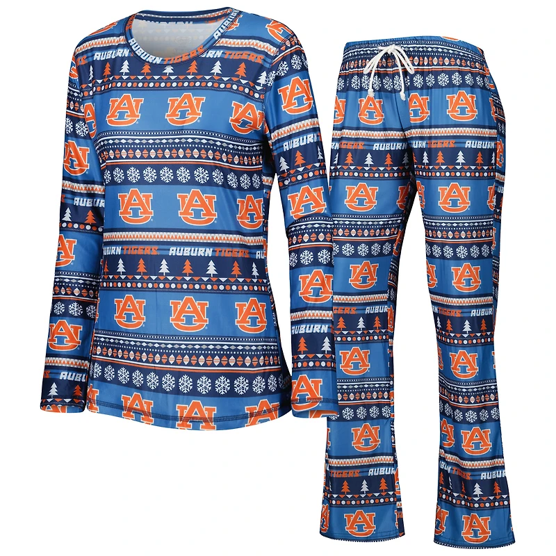 Ensemble de nuit pour femme Concepts Sport Navy Auburn Tigers Holiday, haut à manches longues et pantalon