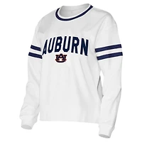 Women's Concepts Sport  White Auburn Tigers Borough French Terry Arch Over Long Sleeve Top