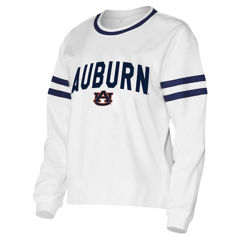 Haut à manches longues en molleton français Borough Auburn Tigers pour femme Concepts Sport, blanc