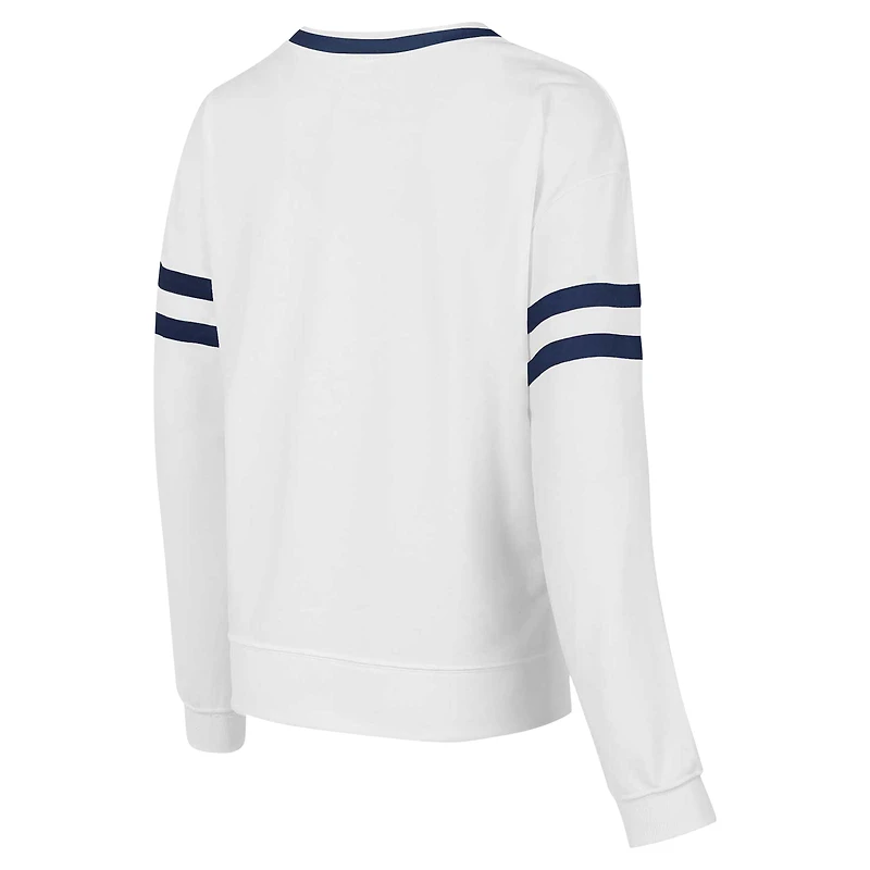 Women's Concepts Sport  White Auburn Tigers Borough French Terry Arch Over Long Sleeve Top