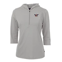 Sweat à capuche demi-zippé recyclé en piqué écologique Vault Virtue pour femme, gris, des Auburn Tigers, Cutter & Buck