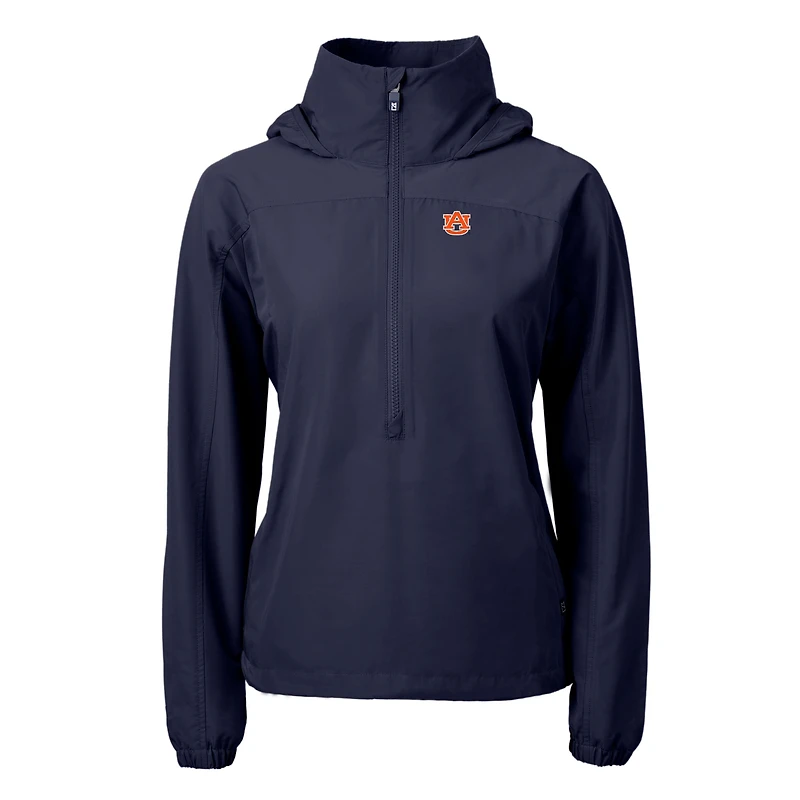 Women's Cutter & Buck Navy Auburn Tigers Charter Eco Recycled Half-Zip Anorak Jacket