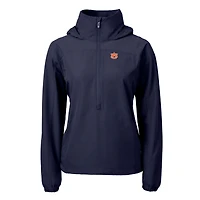 Women's Cutter & Buck  Navy Auburn Tigers Charter Eco Recycled Half-Zip Anorak Jacket