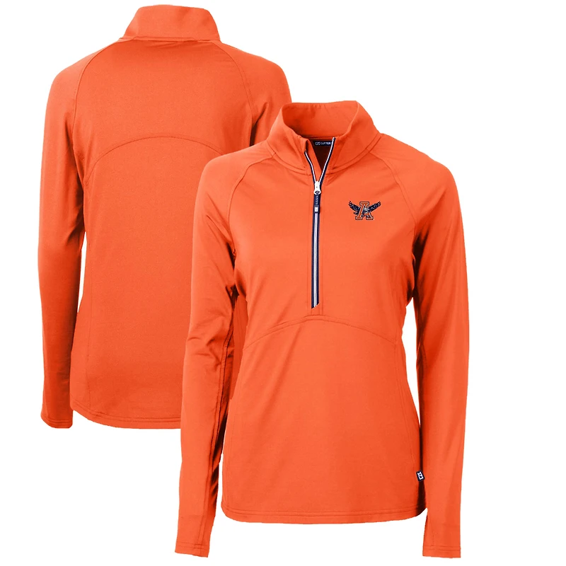 Women's Cutter & Buck Navy Auburn Tigers Adapt Eco Knit Stretch Recycled Half-Zip Pullover Top