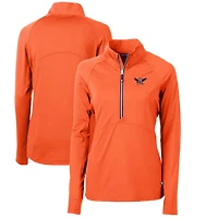 Women's Cutter & Buck Navy Auburn Tigers Adapt Eco Knit Stretch Recycled Half-Zip Pullover Top