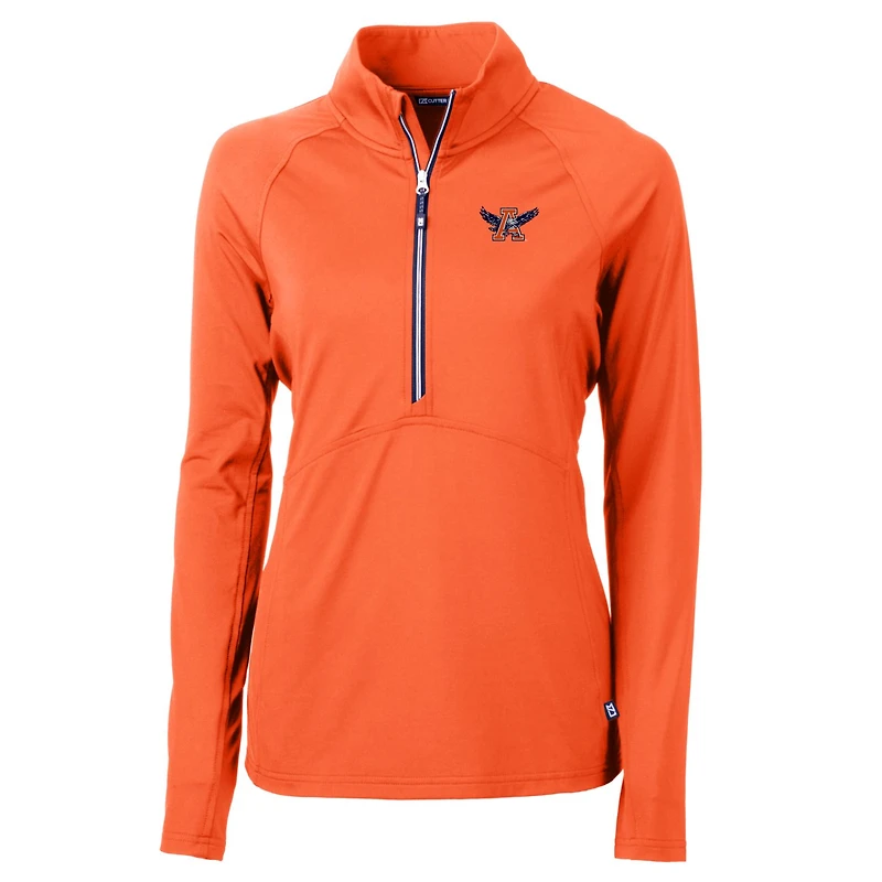 Women's Cutter & Buck Navy Auburn Tigers Adapt Eco Knit Stretch Recycled Half-Zip Pullover Top