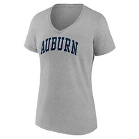 T-shirt à col en V basique Fanatics Heather Grey Auburn Tigers pour femmes