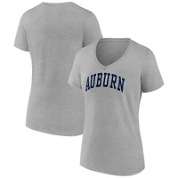 T-shirt à col en V basique Fanatics Heather Grey Auburn Tigers pour femmes