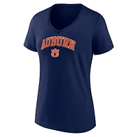 T-shirt à col en V pour femme Fanatics Navy Auburn Tigers Campus