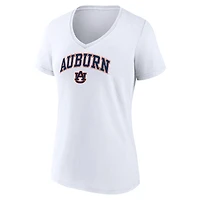 T-shirt à col en V blanc Auburn Tigers Fanatics pour femmes