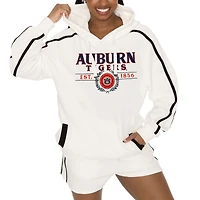 Ensemble sweat à capuche et short pour femme Gameday Couture Cream Auburn Tigers Down, Set, Go